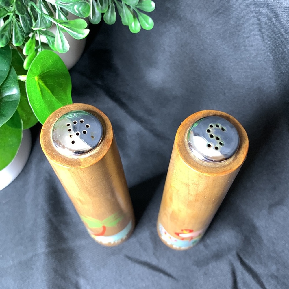 Set of 2 vintage tall wood Florida souvenir salt and pepper shakers - Picture 4 of 8